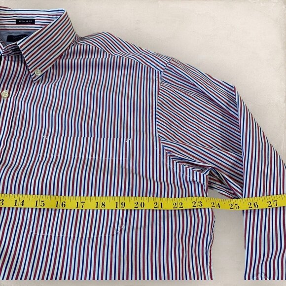 Tommy Hilfiger Button Down Shirt Men Size Large 16.5” Neck 34-35" Length Striped - Picture 3 of 5